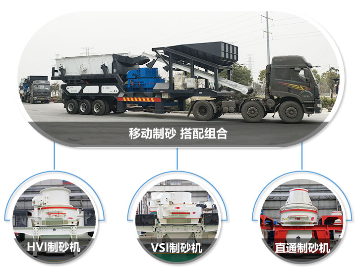 移動(dòng)破碎站可搭配的制砂機(jī)，HVI制砂機(jī)，VSI制砂機(jī)，直通沖擊式制砂機(jī)