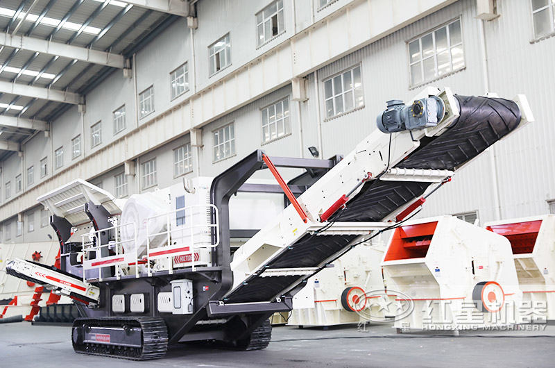 整套大型柴油流動打石子機(jī)(履帶顎破一體機(jī))車間圖